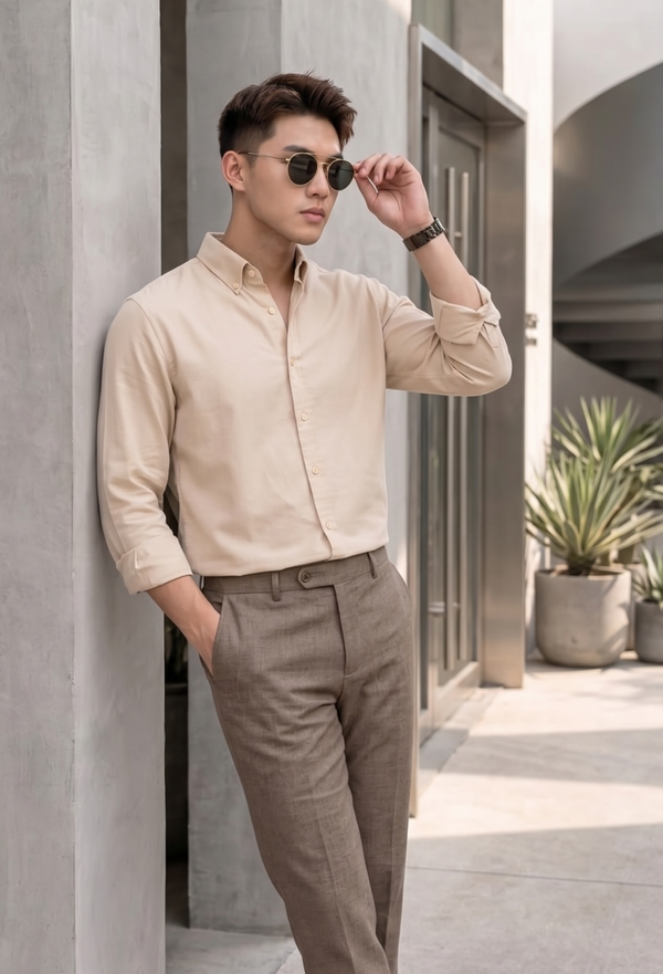 Cotton Chambray Shirt beige