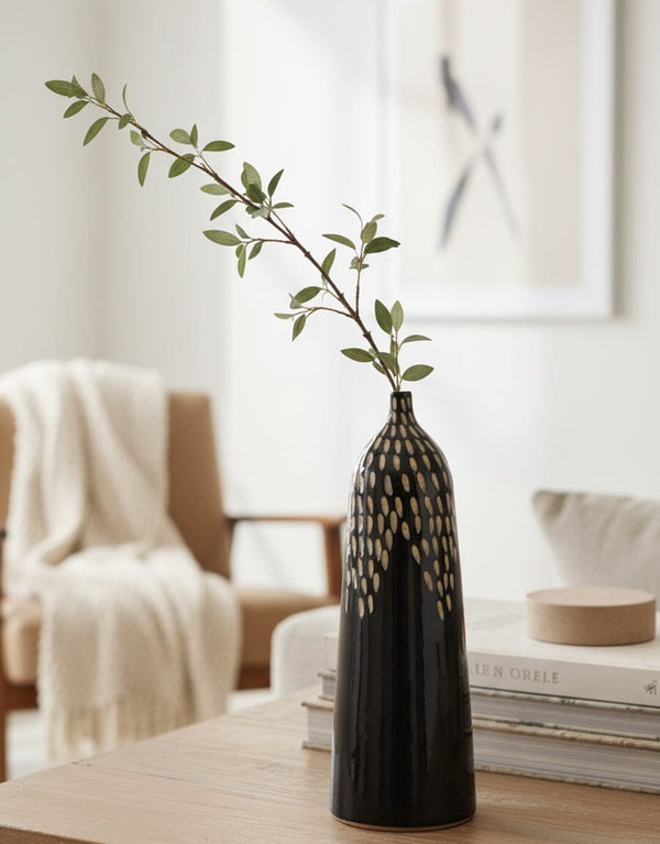 Black Cutwork Ceramic Vase