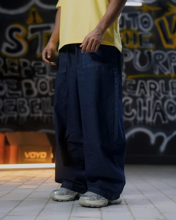 BAGGY DENIM JOGGER PANTS DARK WASH