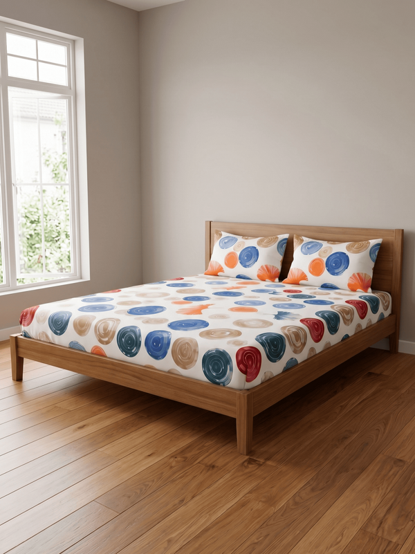 Premium Multicolor Circle Printed Bedsheet Set