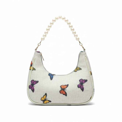 Rangon Ki Titli Pearl Handle Bag - Butterfly Print Shoulder Bag