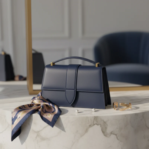 Nilofer-Navy Blue Handbag for Women - Elegant Bag