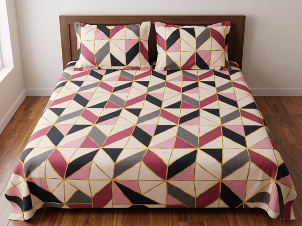 Premium Geometric Printed Bedsheet Set