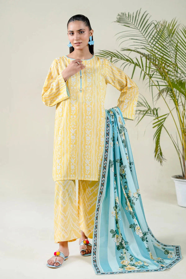 3PC Unstitched Printed Lawn Suit | KLA-3745