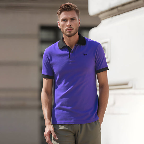Eternity Premium Men's Contrast Collar Polo Shirt Purple