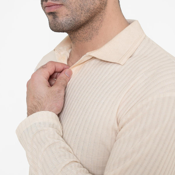 Full Sleeve Royal Creamy Polo Shirt Knitted