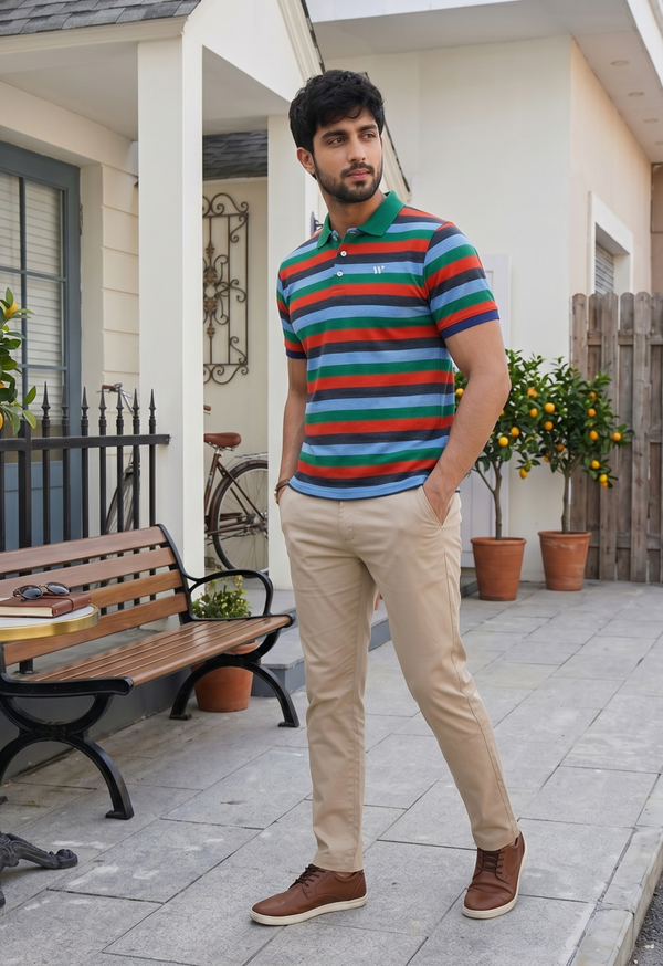 Multicolor Striped Polo Shirt-SP001
