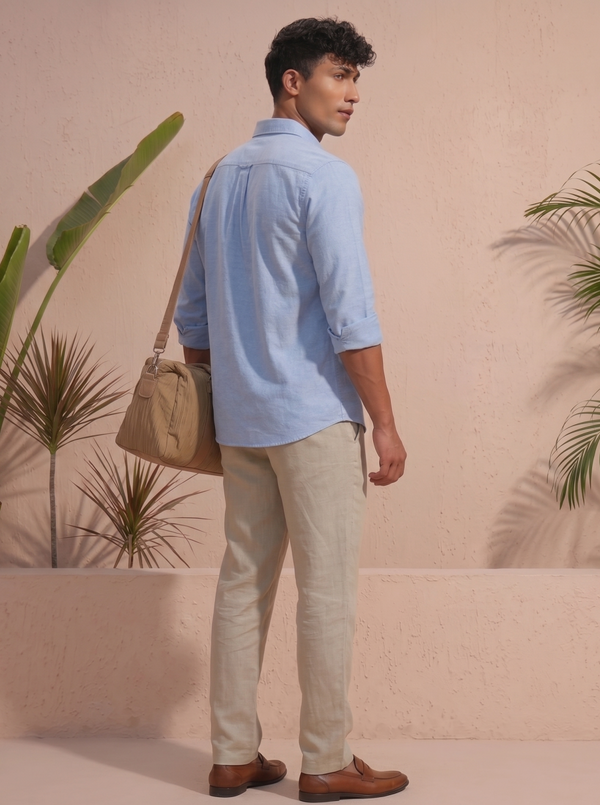 Cotton Chambray Shirt Light Blue