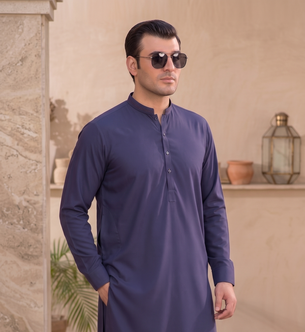 Men's Unstitched Navy Wash & Wear Suit